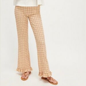Free People Frida peach gingham ruffle pants